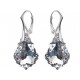 925 Silver Earrings made with Swarovski Pear 22mm Amethyst Blend