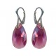 925 Silver Earrings made with Swarovski Pear 16mm Volcano