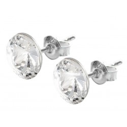 Sterling Silver Stud Earrings made with Swarovski Rivoli 8mm Crystal