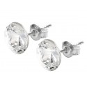 Sterling Silver Stud Earrings made with Swarovski Rivoli 8mm Crystal