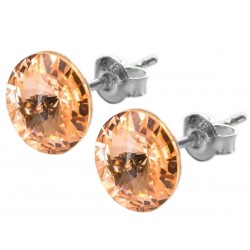 Sterling Silver Stud Earrings made with Swarovski Rivoli 12mm Light Peach