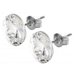 Sterling Silver Stud Earrings made with Swarovski Rivoli 12mm Crystal