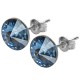 Sterling Silver Stud Earrings made with Swarovski Rivoli 12mm Denim Blue
