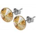 Sterling Silver Stud Earrings made with Swarovski Rivoli 12mm Golden Shadow