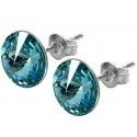 Sterling Silver Stud Earrings made with Swarovski Rivoli 12mm Light Turquoise