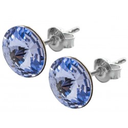 Sterling Silver Stud Earrings made with Swarovski Rivoli 12mm Provence Lavender