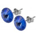 Sterling Silver Stud Earrings made with Swarovski Rivoli 12mm Sapphire