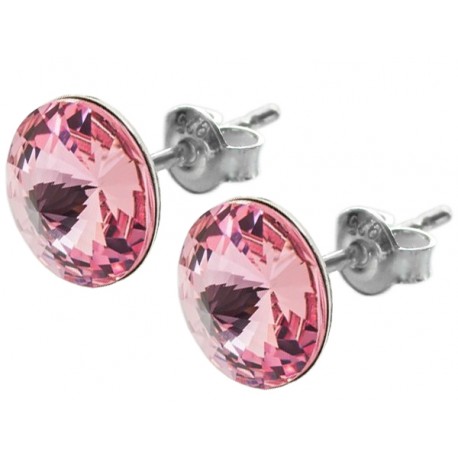 Kolczyki srebrne Swarovski Rivoli 12mm Light Rose